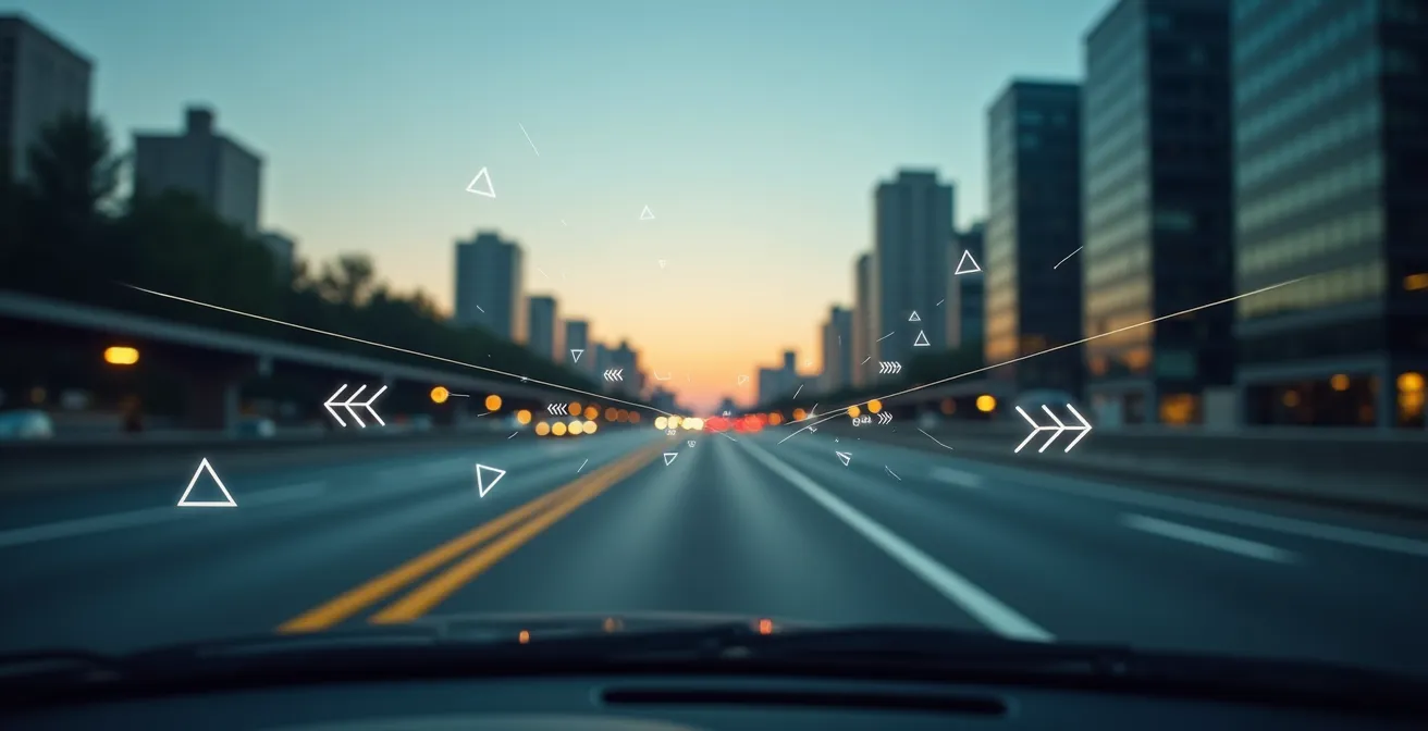 Augmented Reality Navigation mit virtuellen Pfeilen auf der Windschutzscheibe