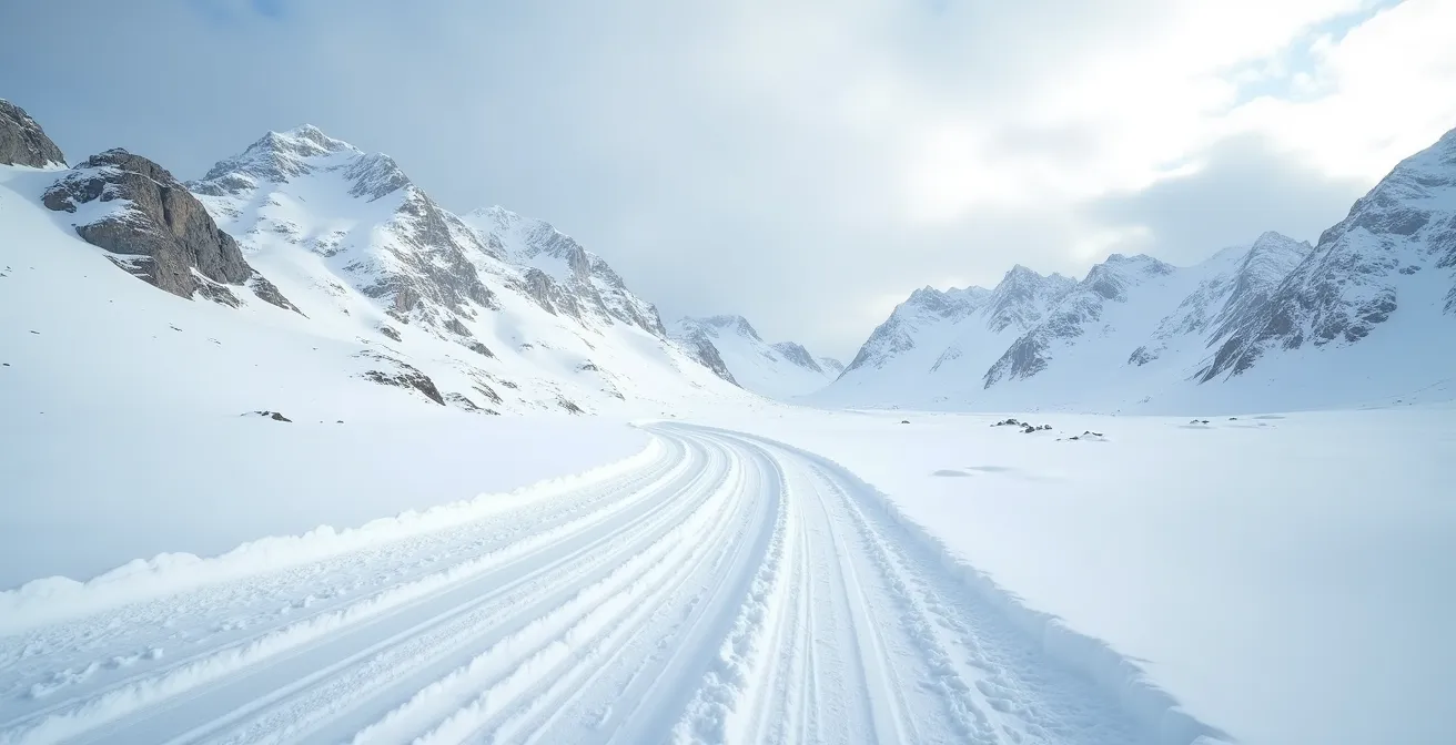 Blickführung bei Eisglätte in Alpenkurve demonstriert