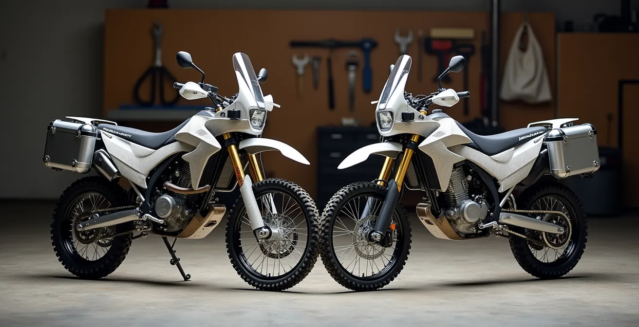 Vergleich zwischen flexiblen Softbags und starren Alukoffern am Enduro-Motorrad